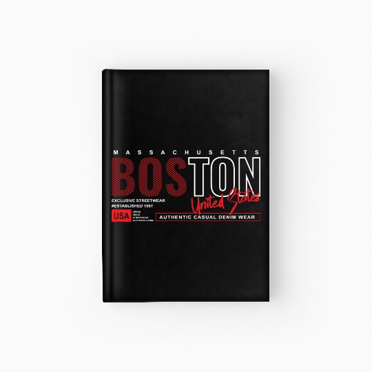 Boston Massachusetts Authentic Casual Denim Wear Hardcover Journal
