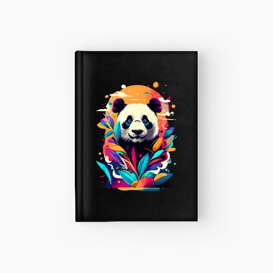 Giant Panda Colourful - Cute Panda Bear Bamboo Hardcover Journal