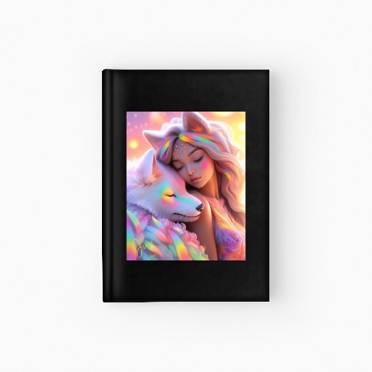 Rainbow Friends - White Wolf and Girl Hardcover Journal