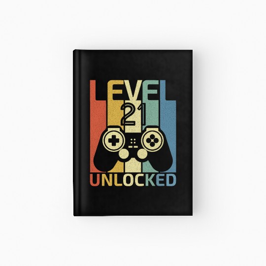Level 21 Unlocked Funny Video Gamer 21st Birthday Hardcover Journal