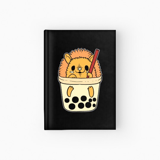 Boba Tea Hedgehog Pet Lover Gift Hardcover Journal