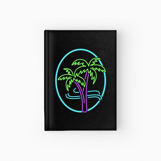 Vacation Hardcover Journal, Neon Palm Trees Hardcover Journal, Gift For