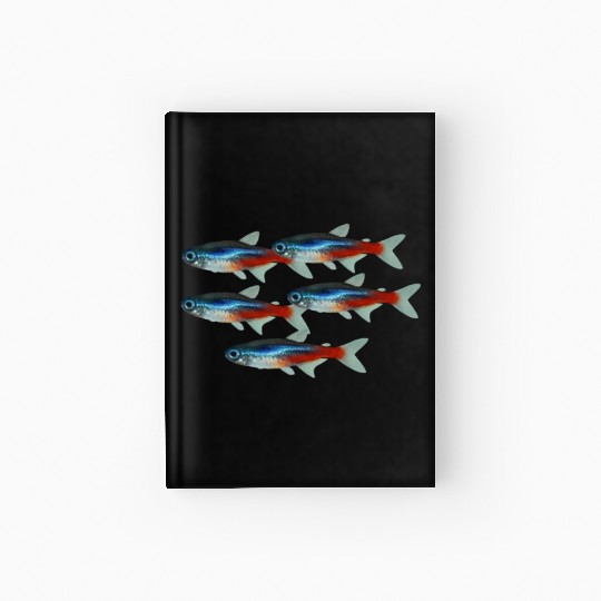 Neon Tetra Fish Bright Color Freshwater Sea Life Hardcover Journal