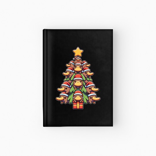 Platypus, Christmas Tree, Merry Christmas Hardcover Journal