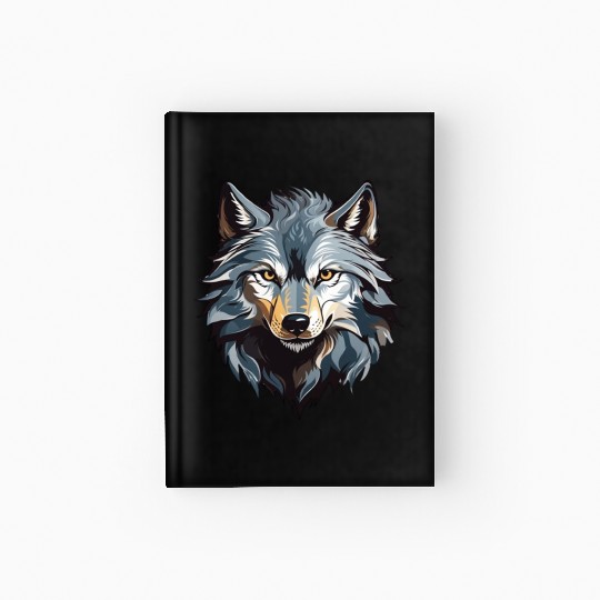Majestic Wolf Face Illustration Hardcover Journal
