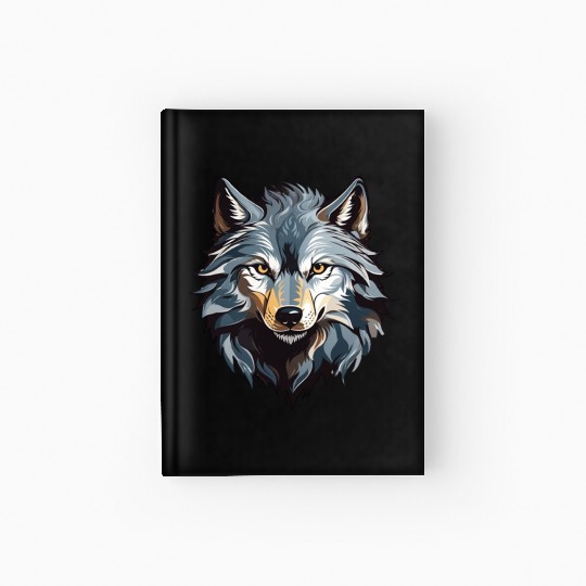 Majestic Wolf Face Illustration Hardcover Journal