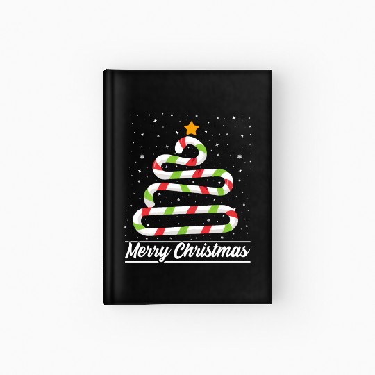 Candy Cane Tree Christmas Xmas Holidays Santa Hat Hardcover Journal