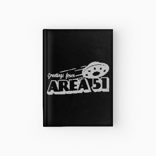 Greetings From Area51 Funny Alien Xmas Faux Knit Hardcover Journal