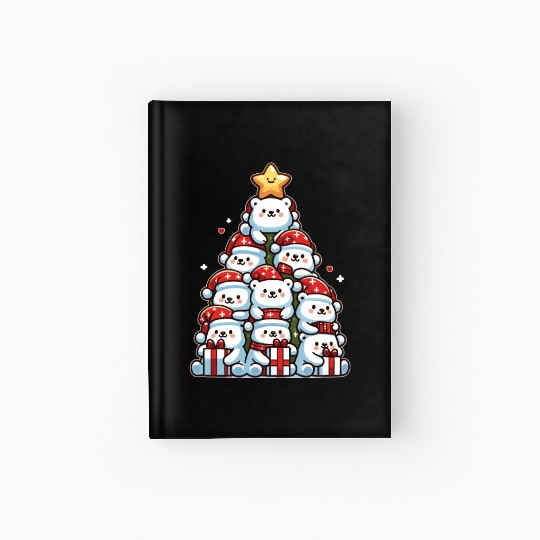 Polar Bear Christmas Tree Merry Christmas Hardcover Journal