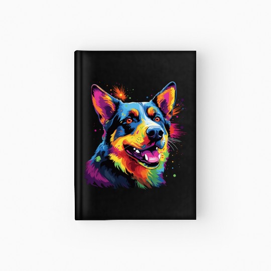 Watercolor Colorful Australian Cattle Dog Hardcover Journal