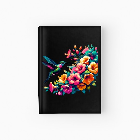 Hummingbird and Hibiscus Blossom Art Hardcover Journal