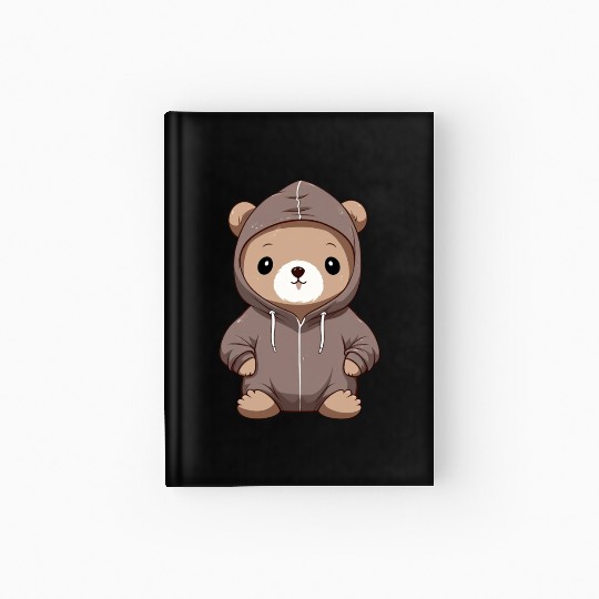 cute cartoon anime otter wearing Hardcover Journal