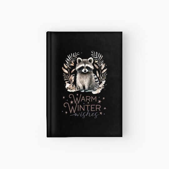 Cute Racoon Warm Winter Wishes Hardcover Journal