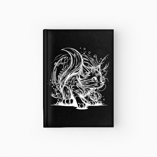Cute Little Space Cat In Splash Style Hardcover Journal