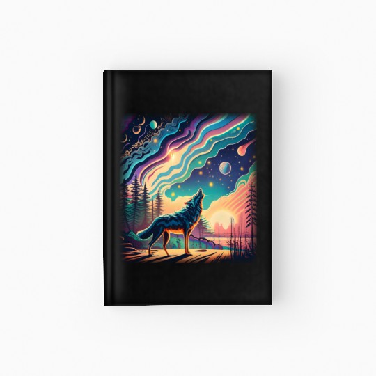 Majestic Wolf Howling At The Eclipse Hardcover Journal