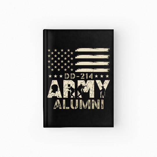 DD-214 Army Alumni Military US Flag Veteran USA Hardcover Journal