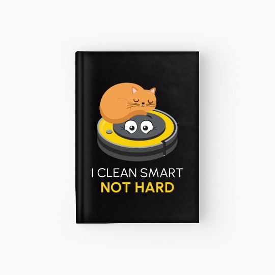 I Clean Smart Cat Kitten Robot Vacuum Hardcover Journal