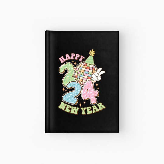 Happy New Year 2024 disco ball party Hardcover Journal