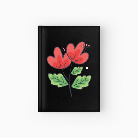 Beautiful pink flower with green leaves Hardcover Journal