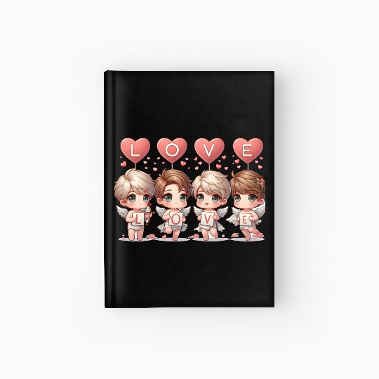 Cute Cupid Cherub Angel Low Poly Valentine's Hardcover Journal