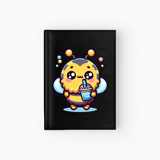 Adorable Kawaii Bee Cute Animal Boba Tea Bubble Hardcover Journal