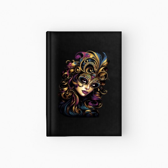 Mardi Gras Women Mardi Gras Mask Carnival Street Hardcover Journal