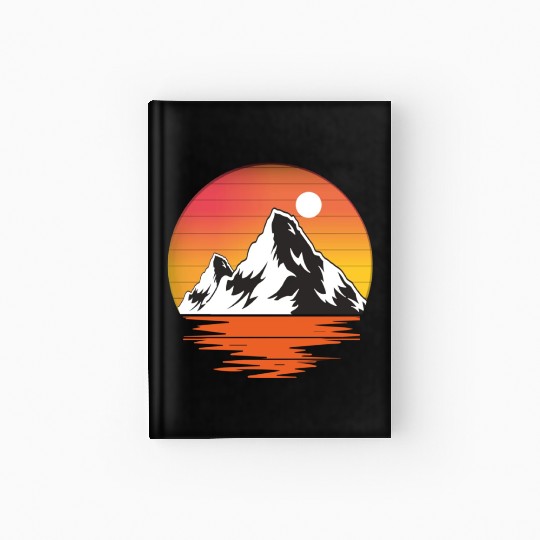 Retro Vintage Sunset Mountains Nature Hardcover Journal