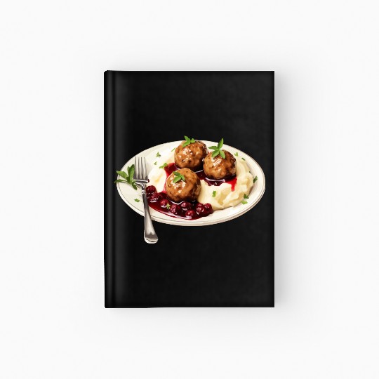 Swedish Meatballs Served With Mashed Potatoes and Hardcover Journal