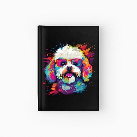 Watercolor Colorful Bichon Frise Hardcover Journal