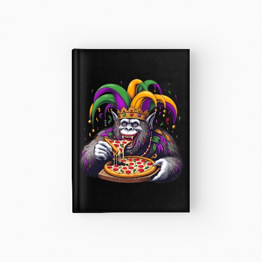Mardi Gras Bigfoot with Fool's Hat Pizza Hardcover Journal