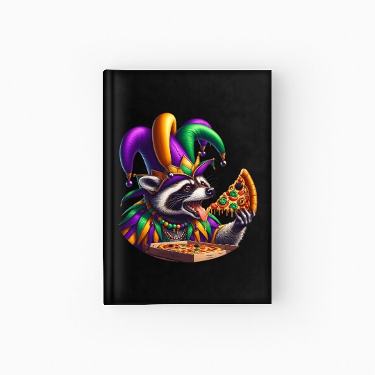 Mardi Gras raccoon with fool's hat Hardcover Journal