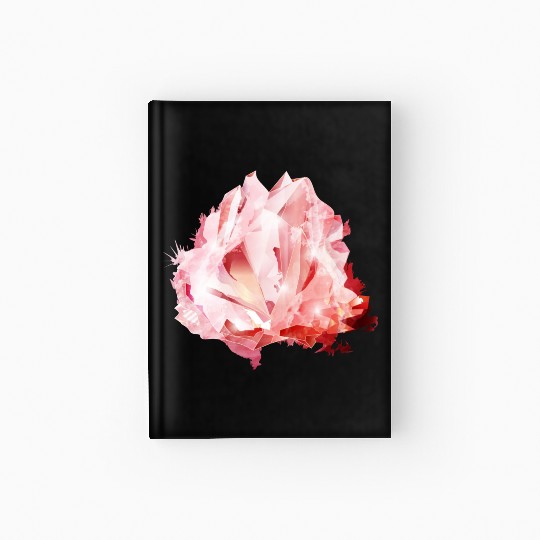 bright pink rose quartz crystal motif Hardcover Journal