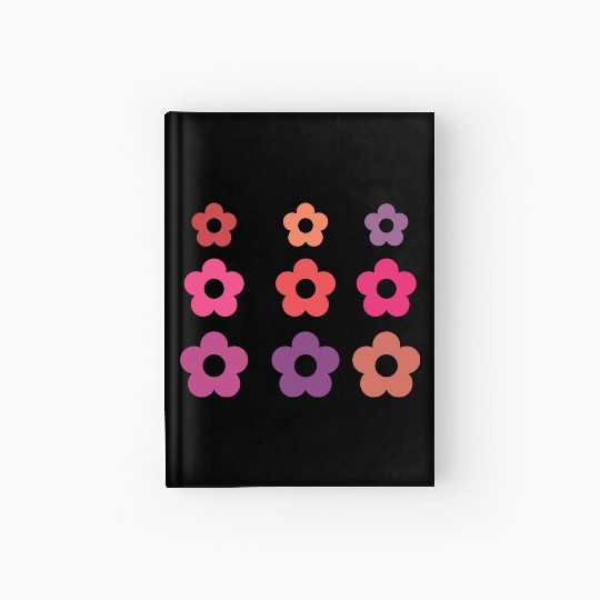 Large and small pink multi-colored flowers Hardcover Journal