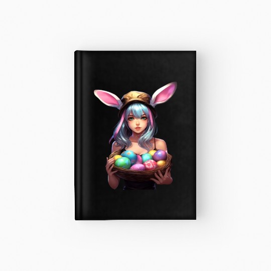 Easter Day Anime Girl Bunny Ear Easter Egg Hunt Hardcover Journal