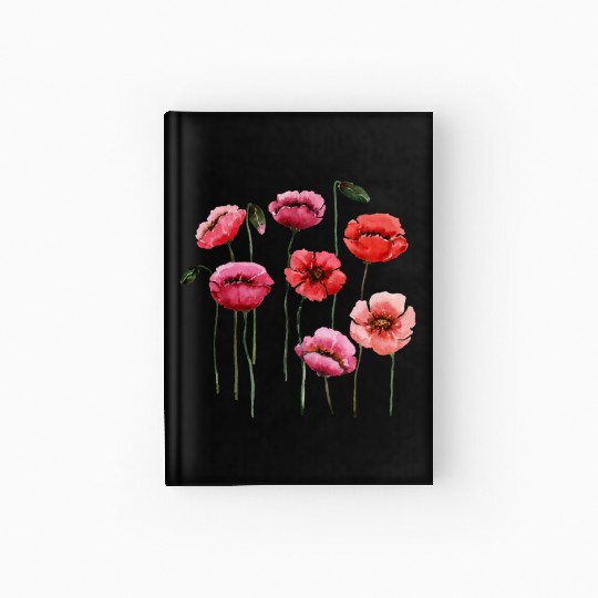 Poppies, spring bloomers, summer, flower, vintage. Hardcover Journal