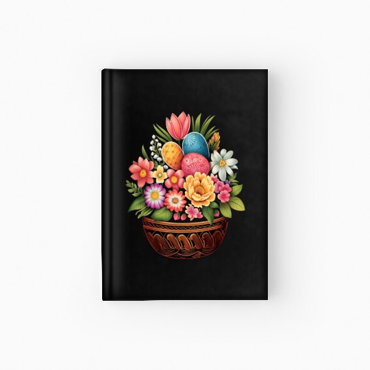 Easter Day Easter Egg Basket Spring Flowers Hardcover Journal