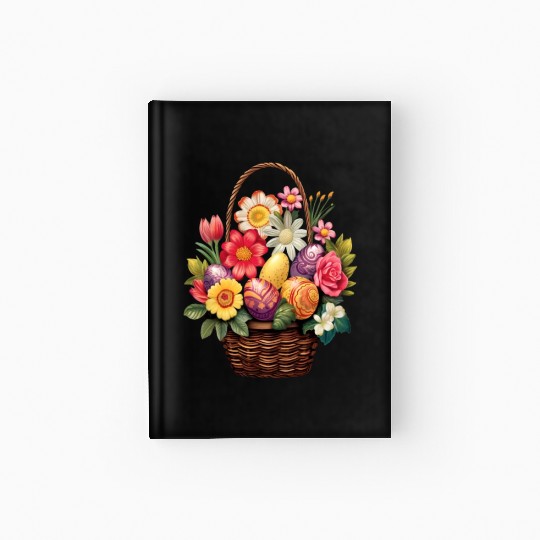 Easter Day Easter Egg Basket Spring Flowers Hardcover Journal