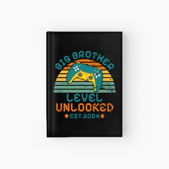 Level Unlocked Vintage Retro Gamer Big Brother Hardcover Journal