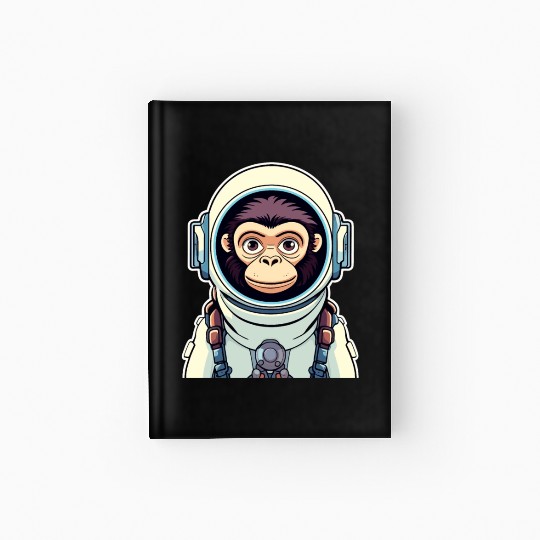Monkey Ape Astronaut Illustration Hardcover Journal