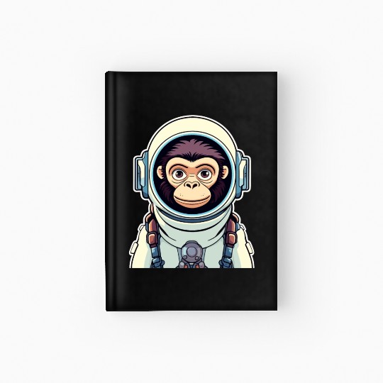 Monkey Ape Astronaut Illustration Hardcover Journal