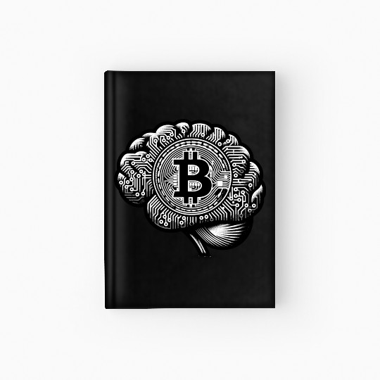 Bitcoin symbol crypto coins brain mindset 5 Hardcover Journal