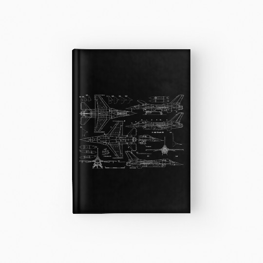 F16 Jet Aircraft Fighter Jet Blueprint Hardcover Journal