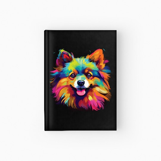 Watercolor Colorful Pomeranian Hardcover Journal