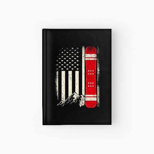 Snowboarding 4th of July Distressed USA Flag Hardcover Journal