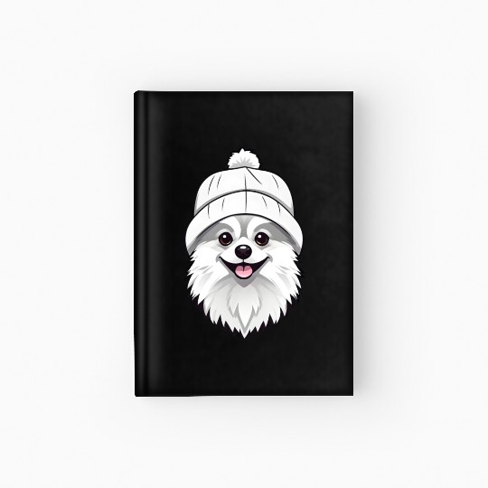 Cute Pomeranian with hat Hardcover Journal
