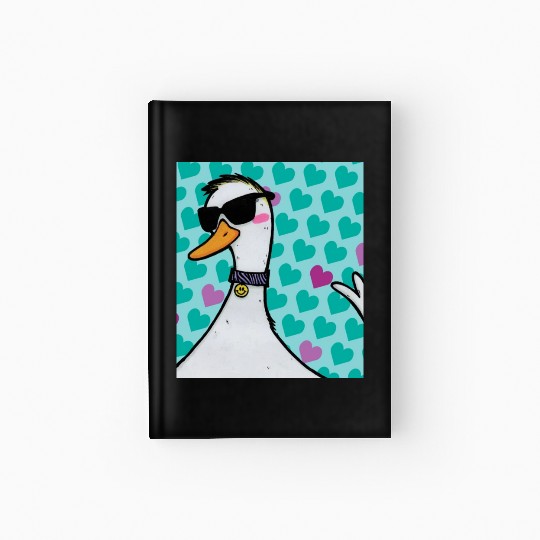 90s Raver Cartoon Duck, Party Animal, Kids Room Hardcover Journal
