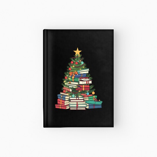 Bookworm Christmas Tree books Hardcover Journal