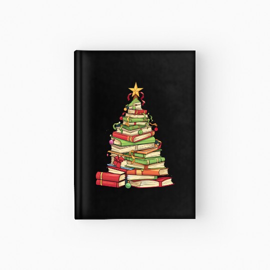 Bookworm Christmas Tree books Hardcover Journal