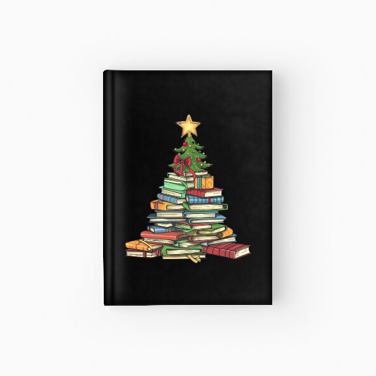 Bookworm Christmas Tree books Hardcover Journal