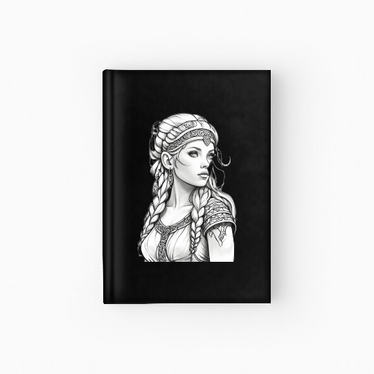 Viking female hairstyles grayscale Hardcover Journal